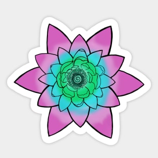 Pink/Teal Lotus flower Sticker